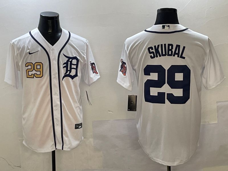 Men Detroit Tigers 29 Skubal White Game 2025 Nike MLB Jersey style 2